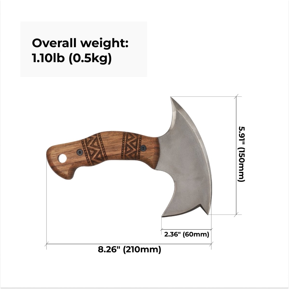 Compact tomahawk "NIKIDO" with engraved handle from AncientSmithy