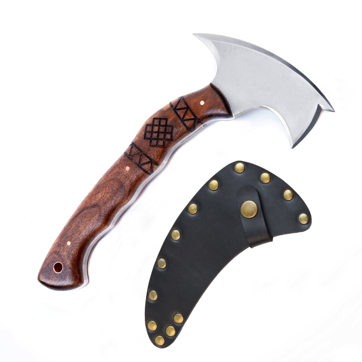 Compact tomahawk with wooden handle from AncientSmithy