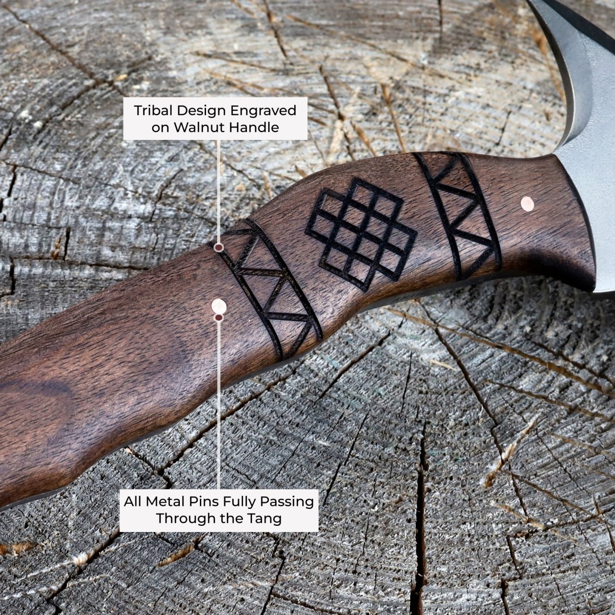 Compact tomahawk with wooden handle from AncientSmithy