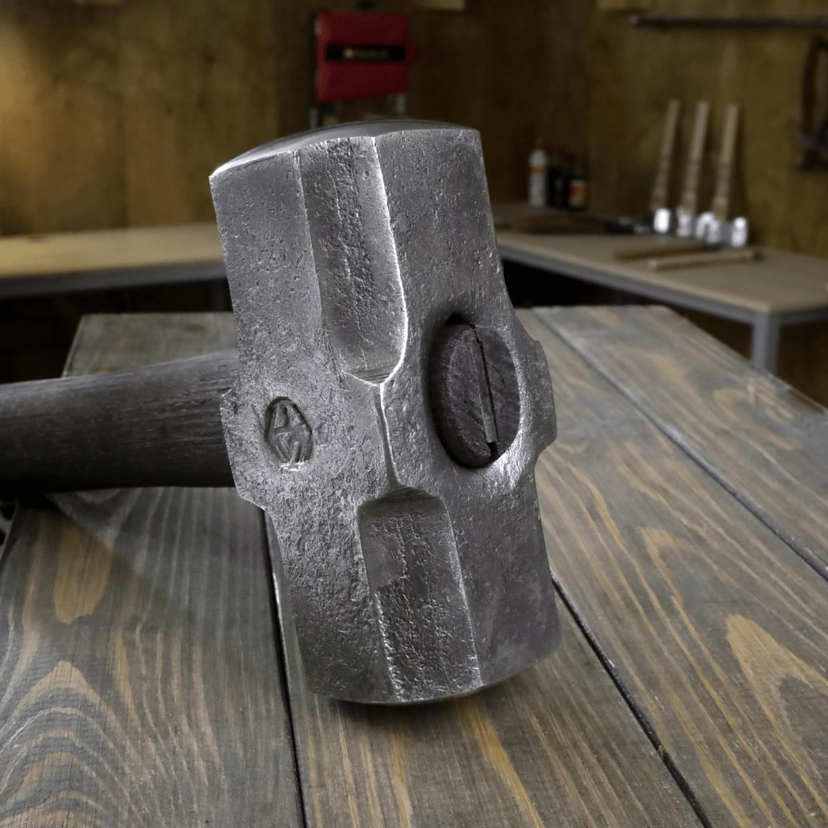 Double headed round hammer with round flat faces - Blacksmith′s flat sledge hammer from AncientSmithy