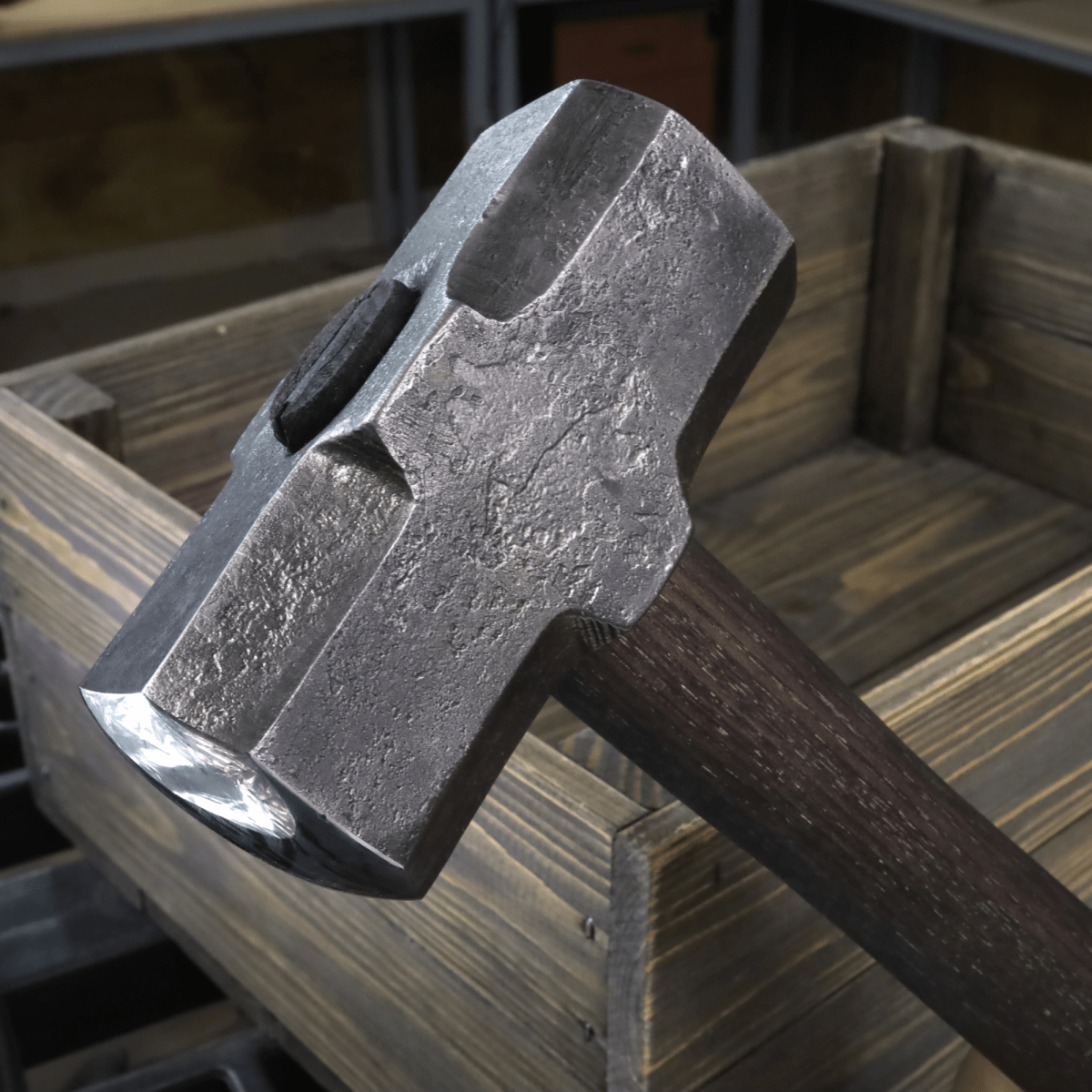 Double headed round hammer with round flat faces - Blacksmith′s flat sledge hammer from AncientSmithy