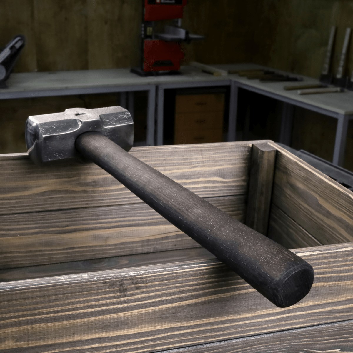 Double headed round hammer with round flat faces - Blacksmith′s flat sledge hammer from AncientSmithy