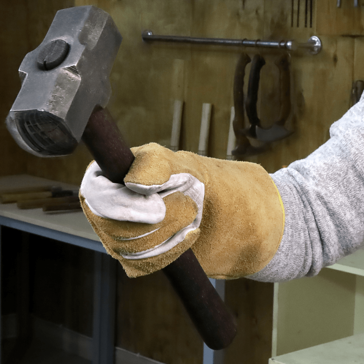 Double headed round hammer with round flat faces - Blacksmith′s flat sledge hammer from AncientSmithy