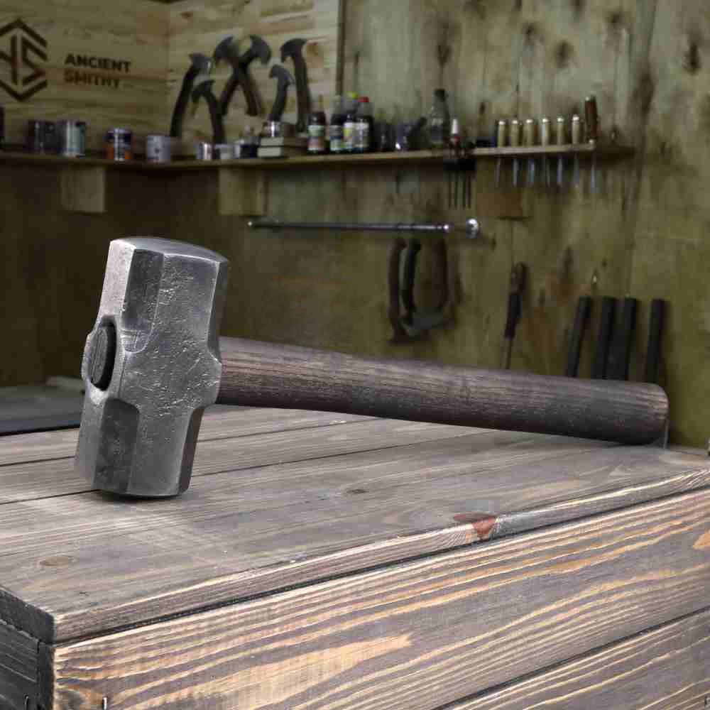 Double headed round hammer with round flat faces - Blacksmith′s flat sledge hammer from AncientSmithy