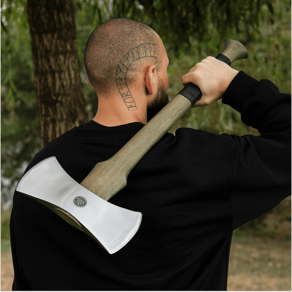 Functional double bit axe "Vargstal" from AncientSmithy