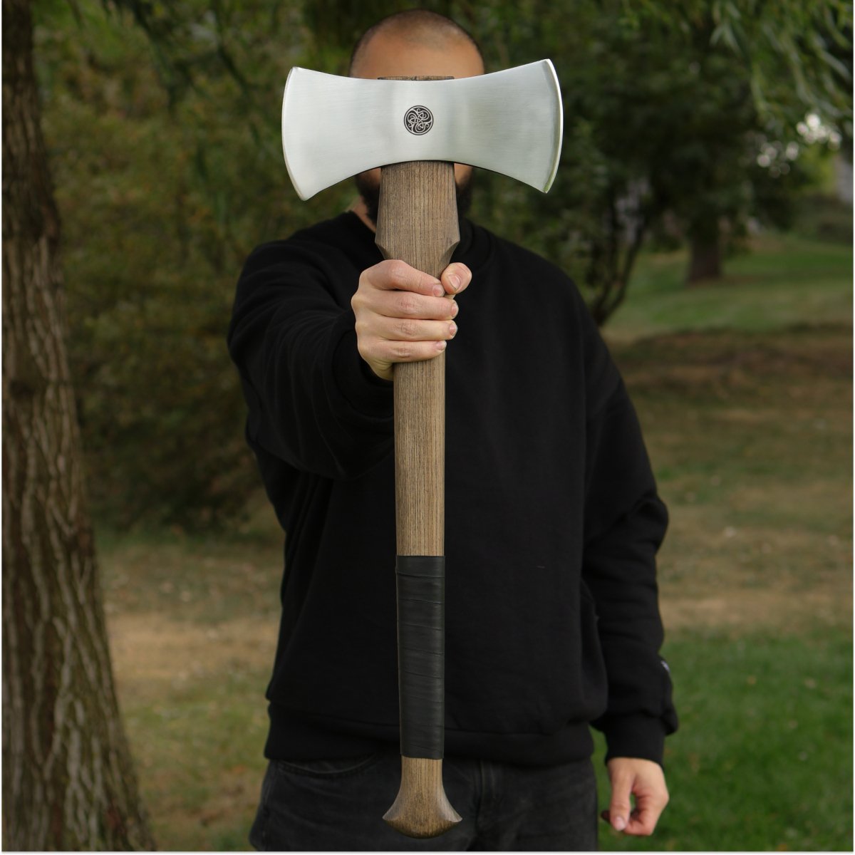 Functional double bit axe "Vargstal" from AncientSmithy