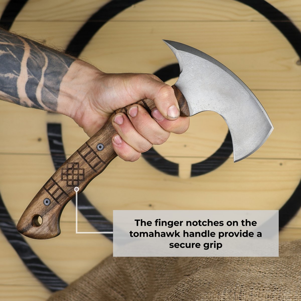 Hand crafted tomahawk "Tahkala" with tribal engraving from AncientSmithy