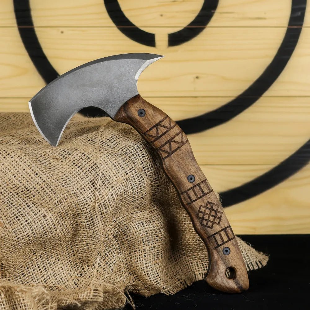 Hand crafted tomahawk "Tahkala" with tribal engraving from AncientSmithy