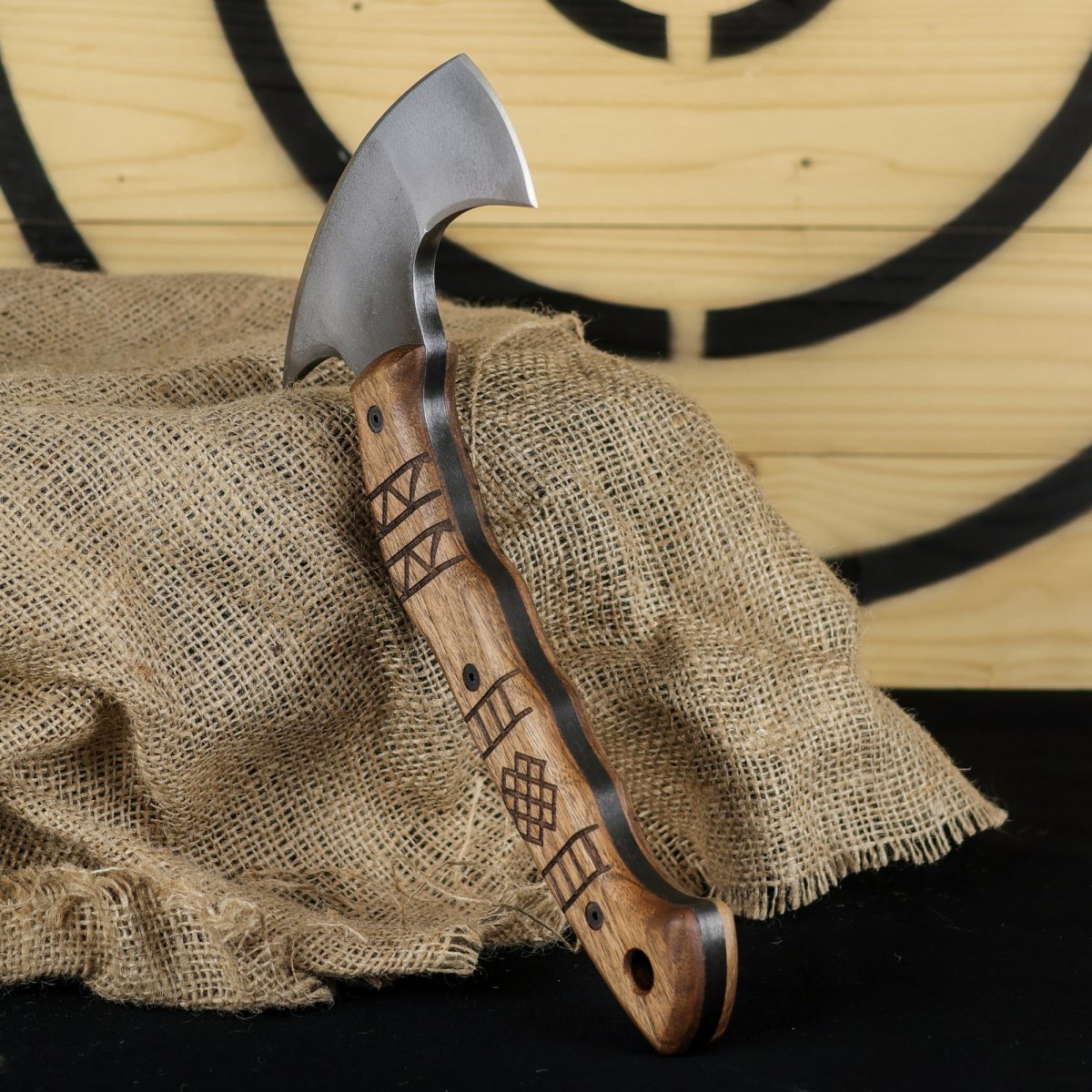 Hand crafted tomahawk "Tahkala" with tribal engraving from AncientSmithy