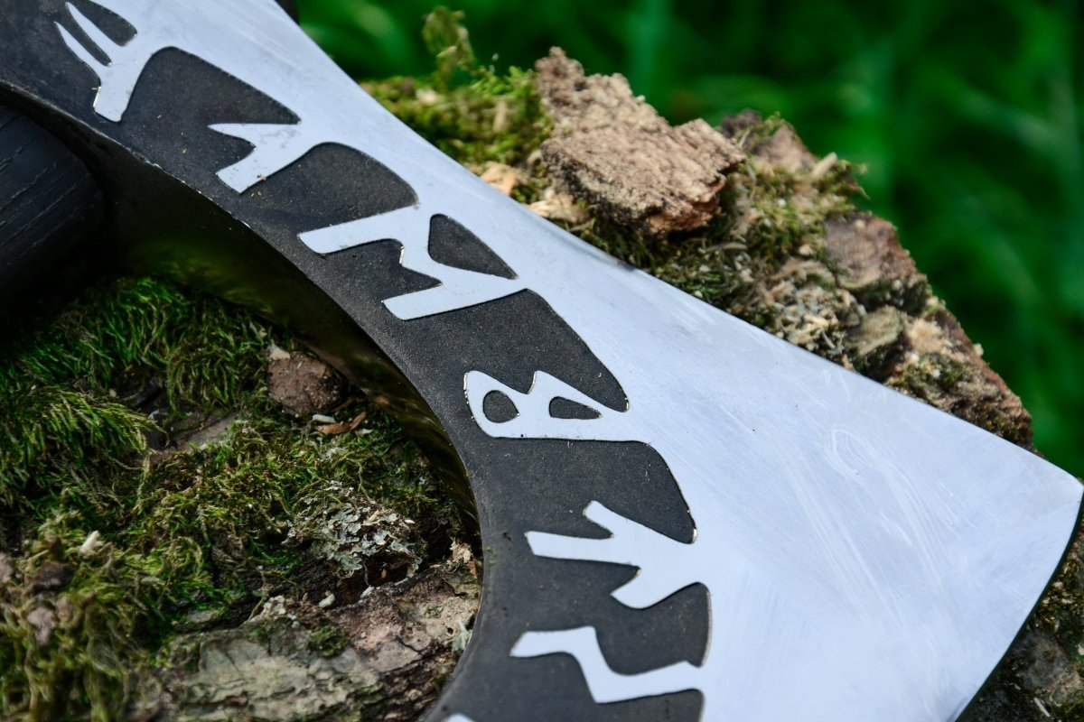 Hand forged axe “OTHALA” with leather cover from AncientSmithy