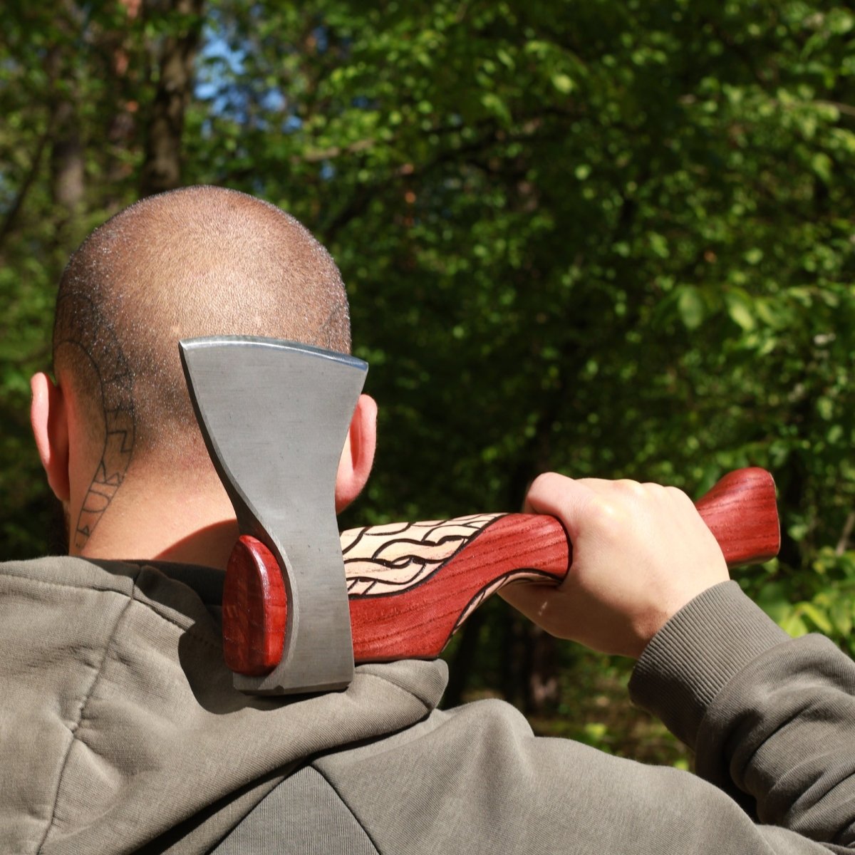 Hand forged axe “Sterk Vidar” with leather cover from AncientSmithy