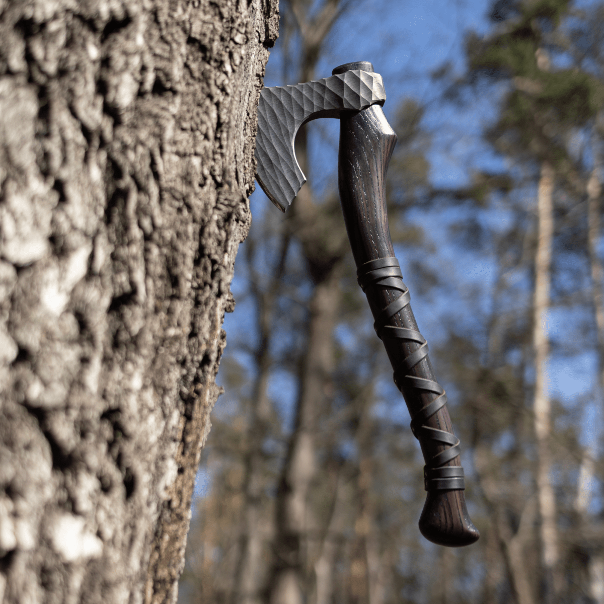 Hand forged axe “Sterk Vorley” with leather cover from AncientSmithy