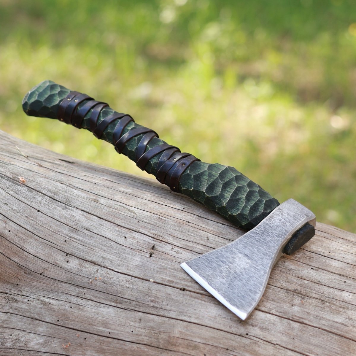 Hand forged axe "Sump Starr" with leather cover from AncientSmithy