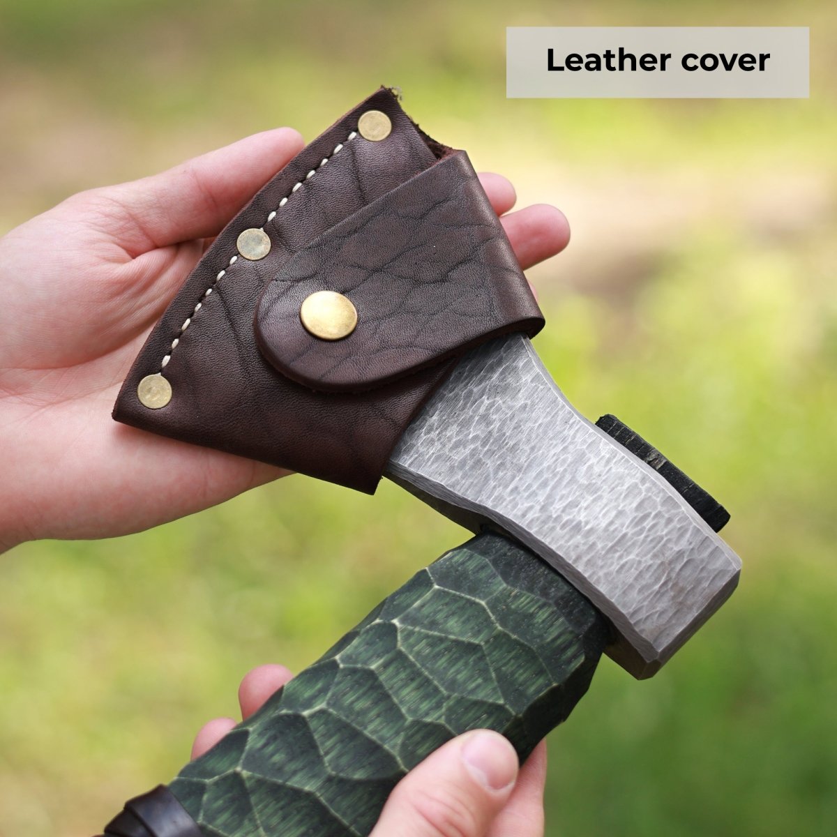 Hand forged axe "Sump Starr" with leather cover from AncientSmithy