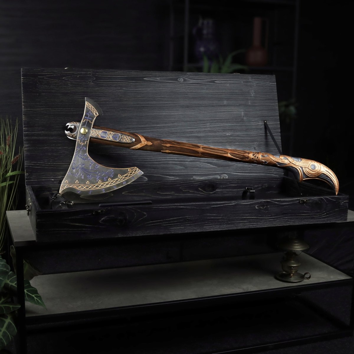 Hand - forged Gold Leviathan axe from AncientSmithy