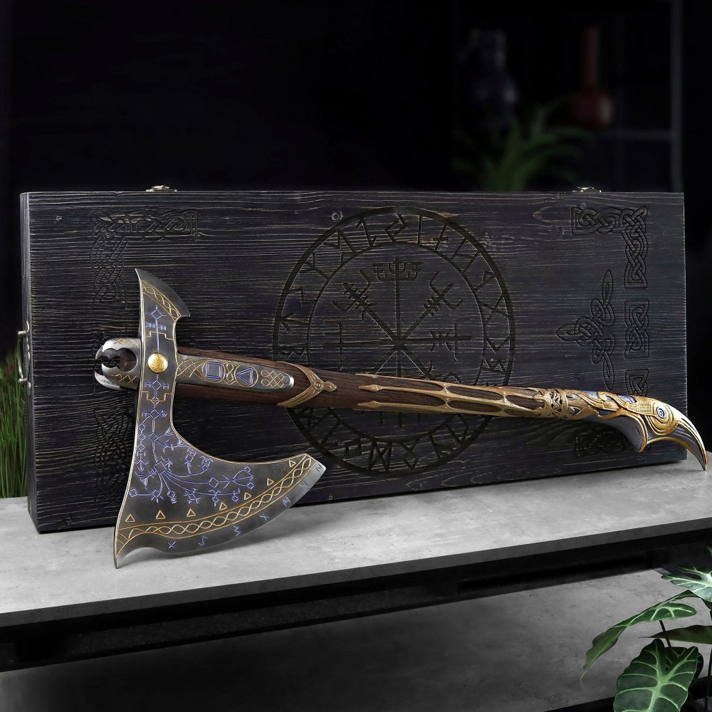 Hand - forged Gold Leviathan axe from AncientSmithy