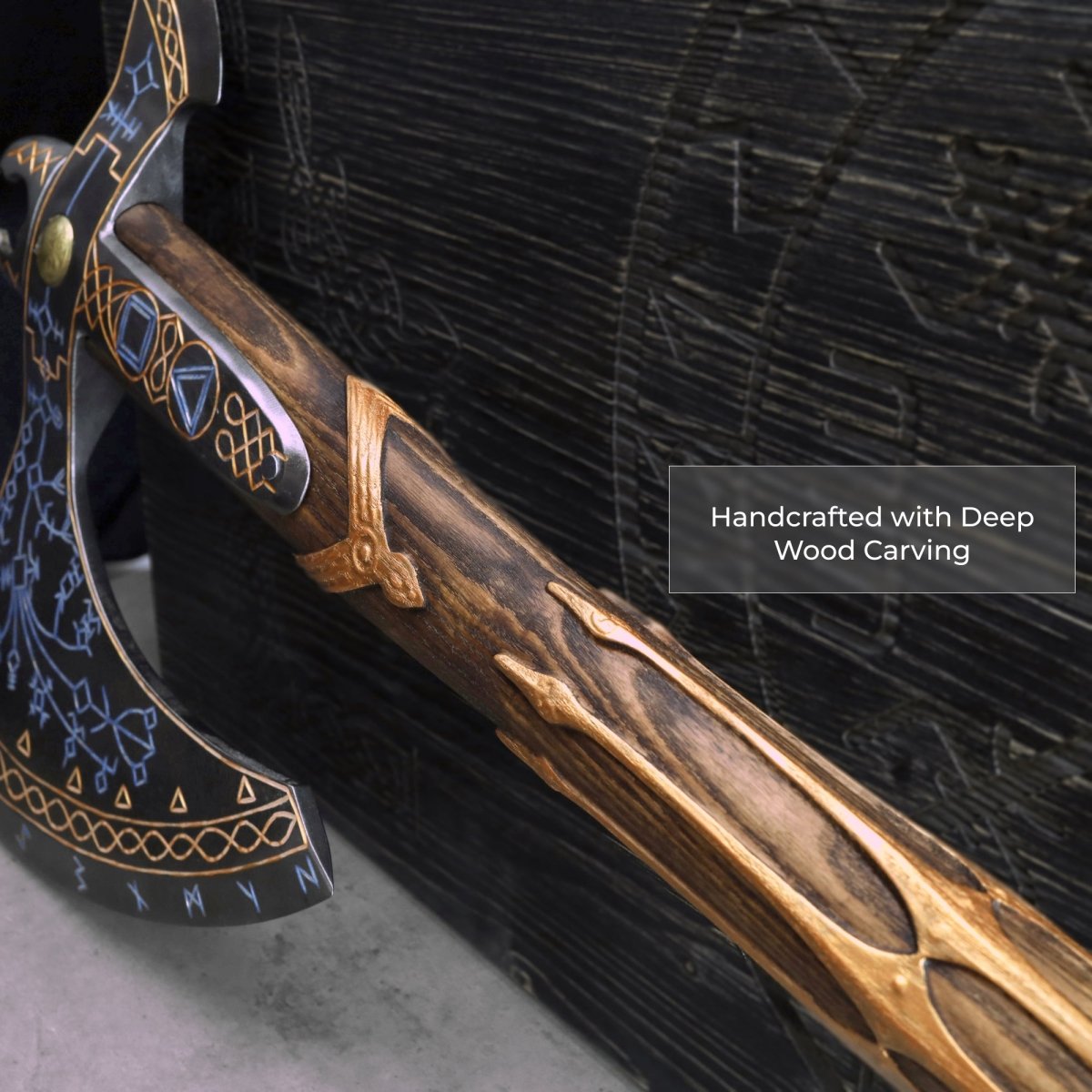 Hand - forged Gold Leviathan axe from AncientSmithy