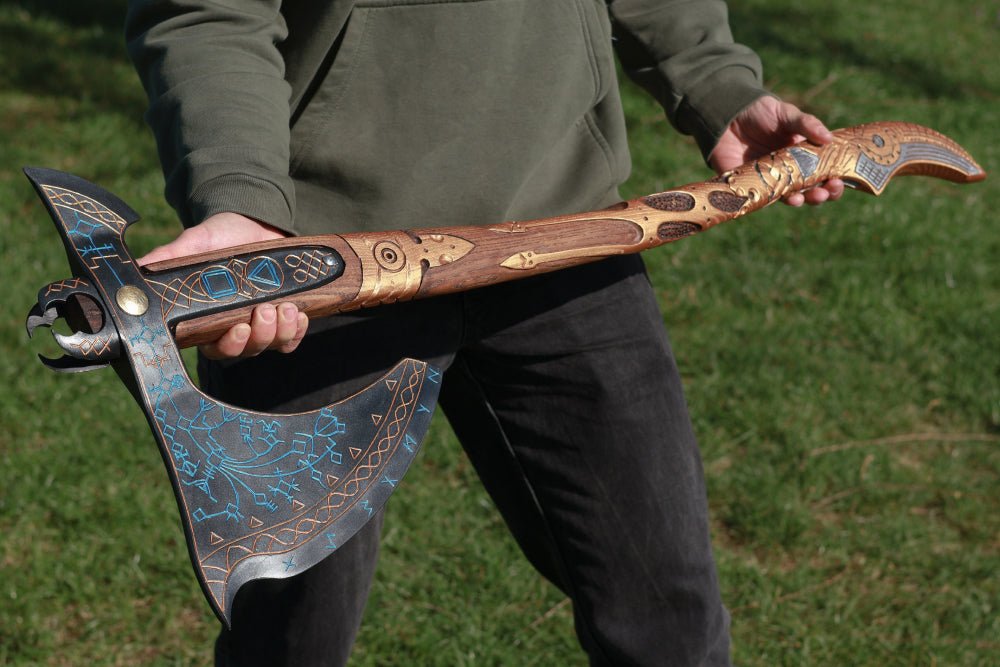 Hand-forged Gold Leviathan axe from AncientSmithy
