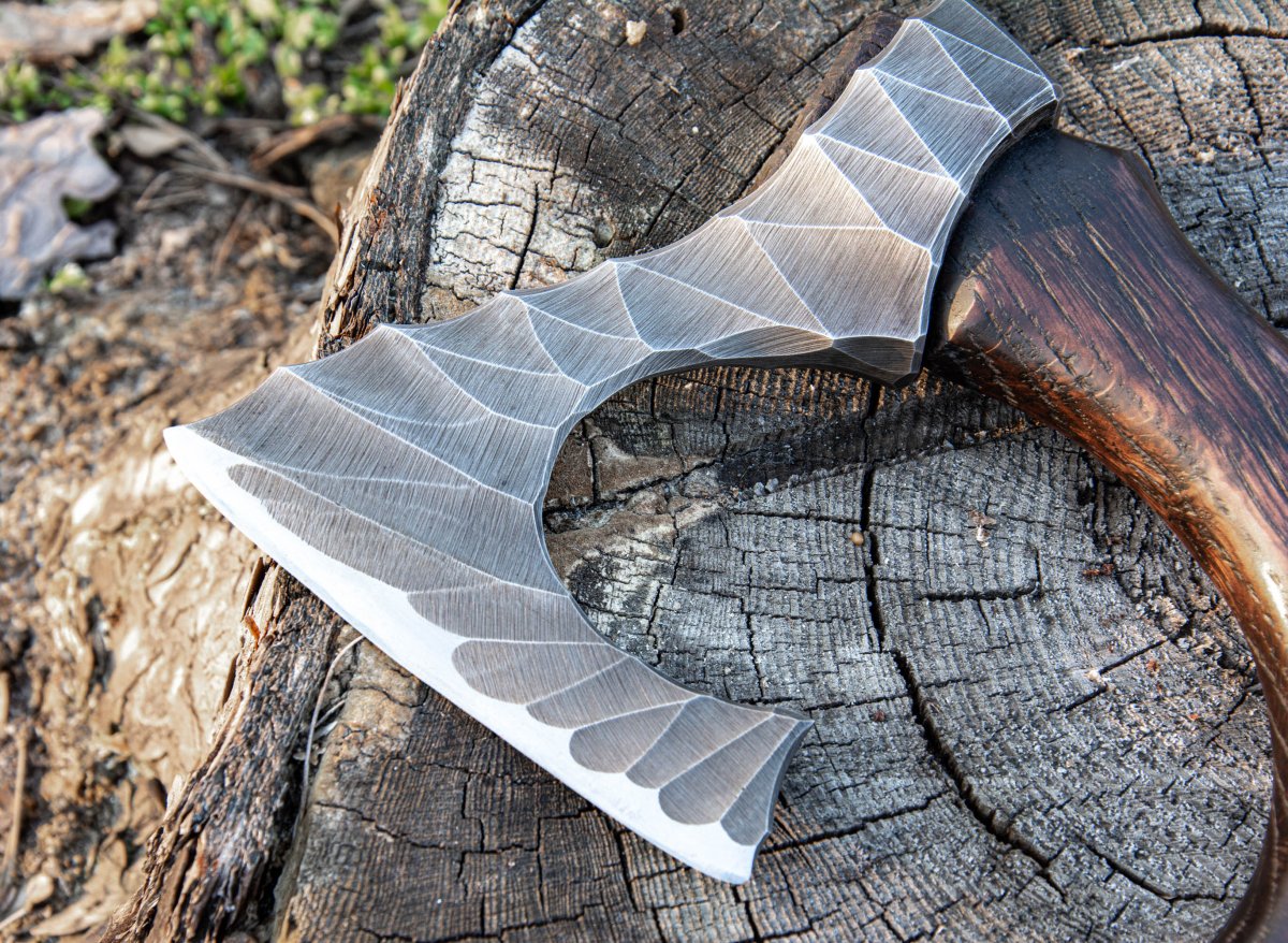 Hand forged hatchet "Skarpt nebb" with leather cover from AncientSmithy