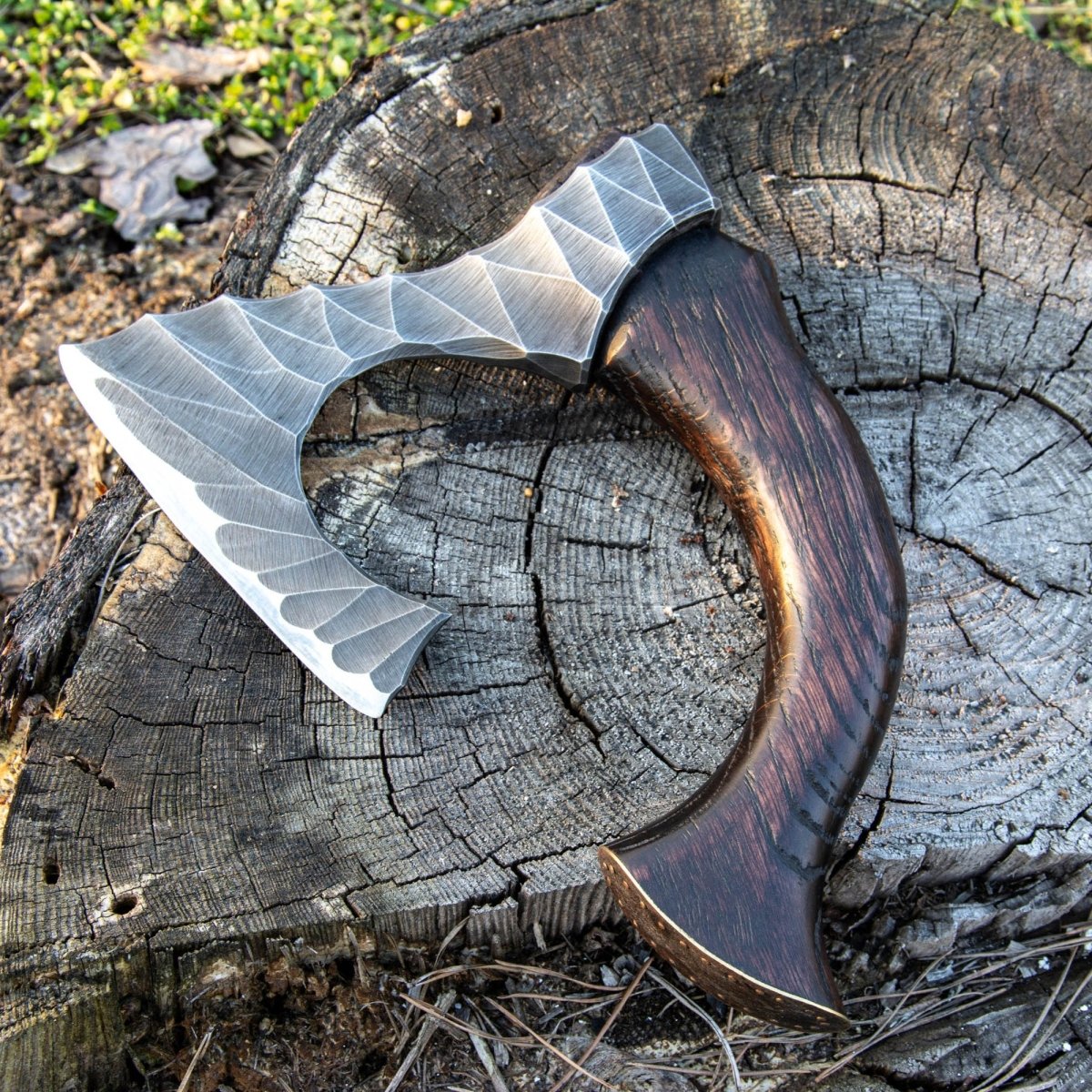 Hand forged hatchet "Skarpt nebb" with leather cover from AncientSmithy