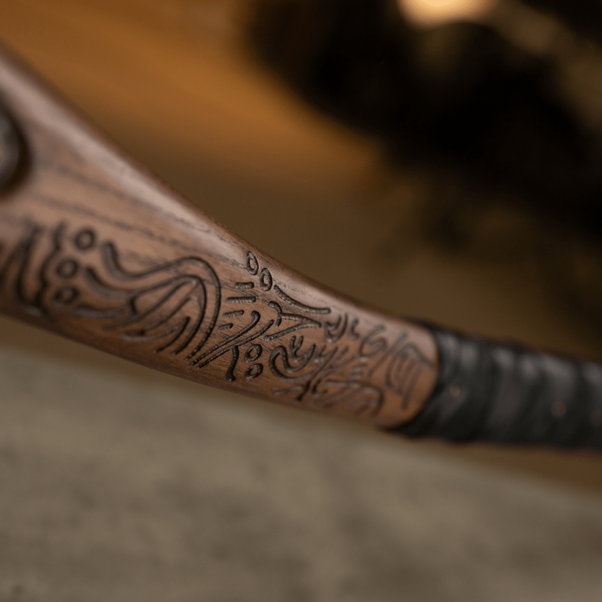 Hand-forged Leviathan axe with leather wrap "Ragnarok Kratos axe" from AncientSmithy