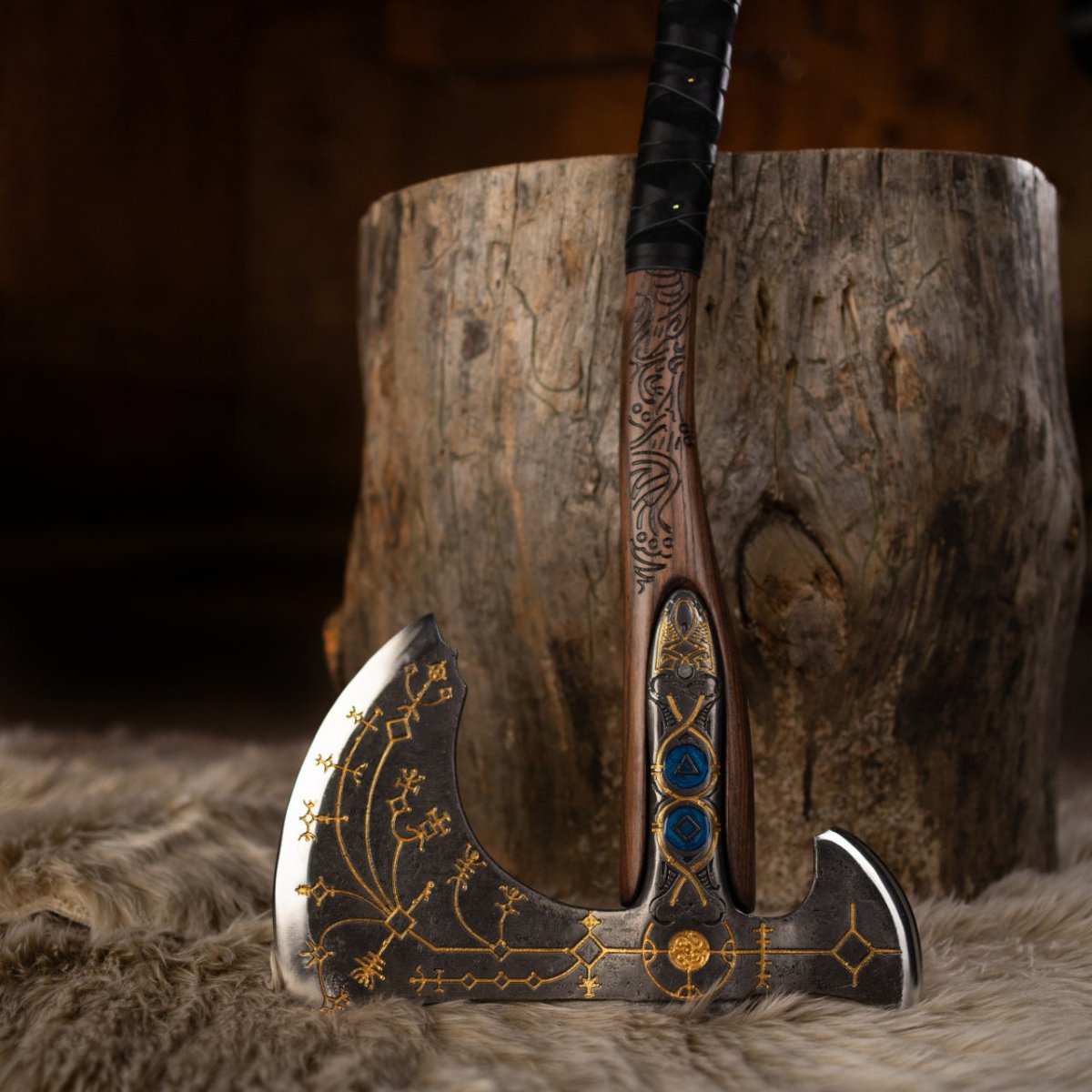 Hand-forged Leviathan axe with leather wrap 