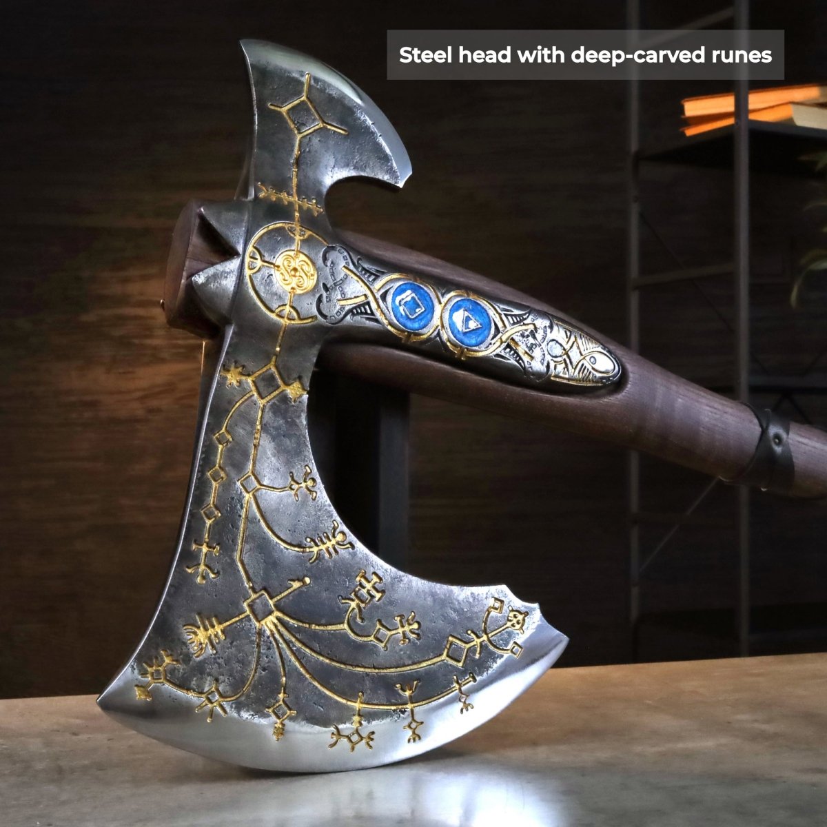 Hand - forged Leviathan axe with leather wrap from AncientSmithy