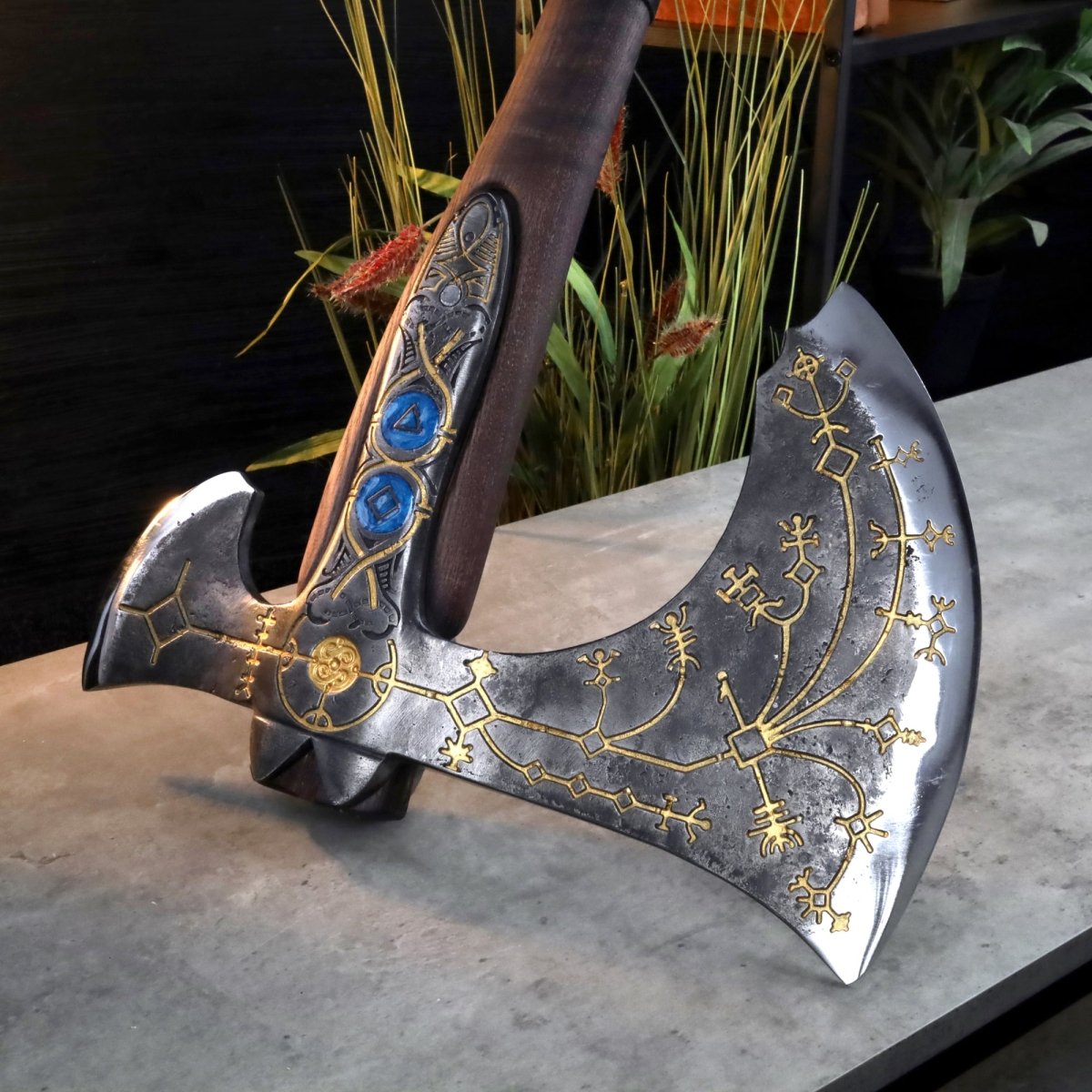 Hand - forged Leviathan axe with leather wrap from AncientSmithy