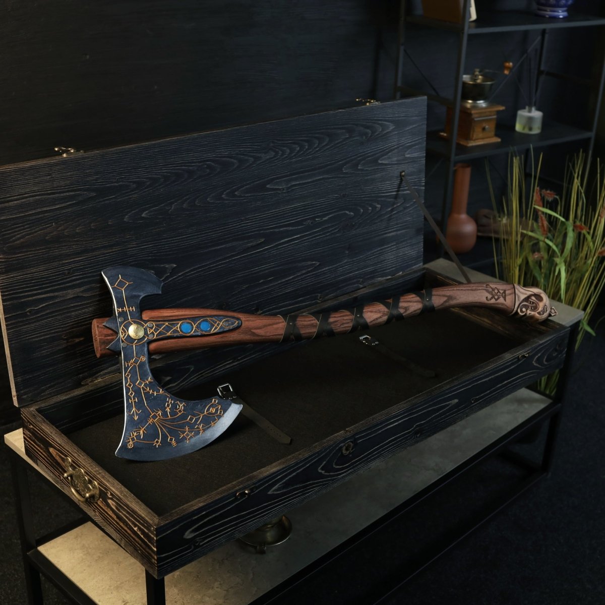 Hand - forged Leviathan axe with leather wrap from AncientSmithy