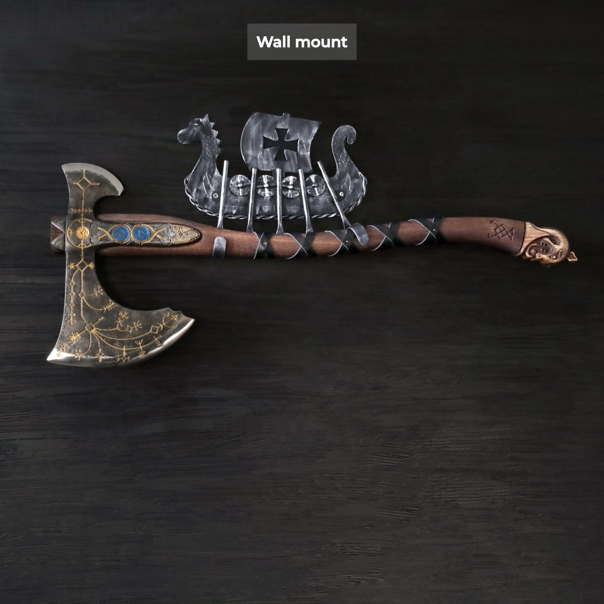 Hand - forged Leviathan axe with leather wrap from AncientSmithy