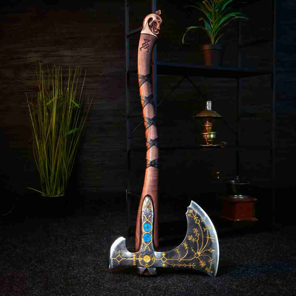 Hand - forged Leviathan axe with leather wrap from AncientSmithy