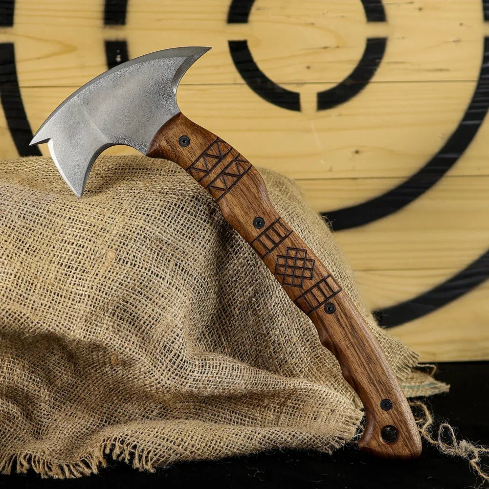 Hand forged tomahawk "Tarakon" with tribal engraving from AncientSmithy