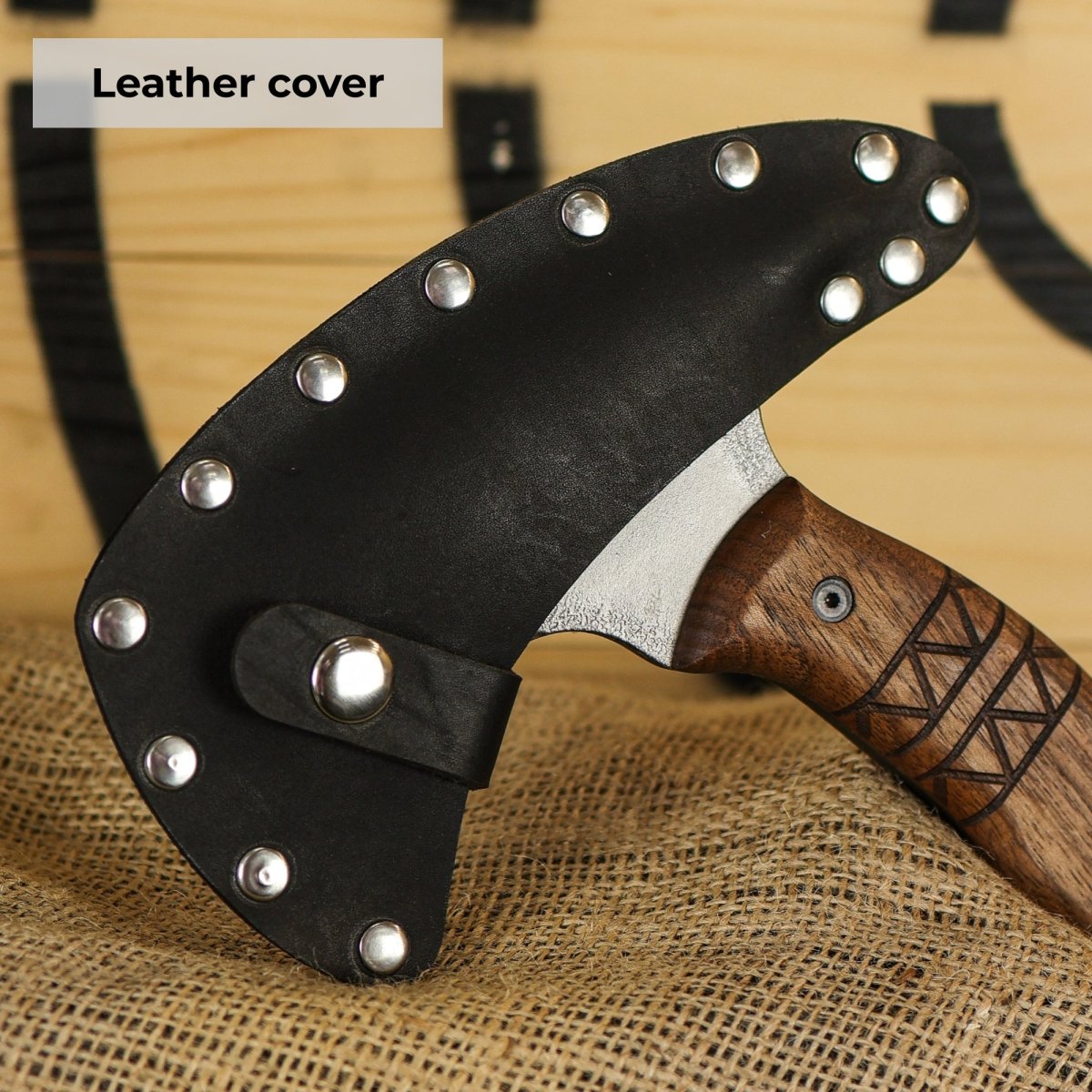 Hand forged tomahawk "Tarakon" with tribal engraving from AncientSmithy