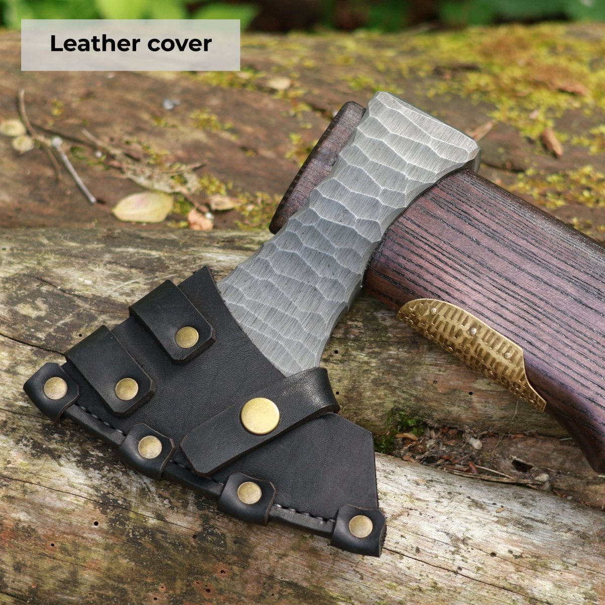 Hand Forged Viking Axe "Veles" with leather wrap on the handle from AncientSmithy