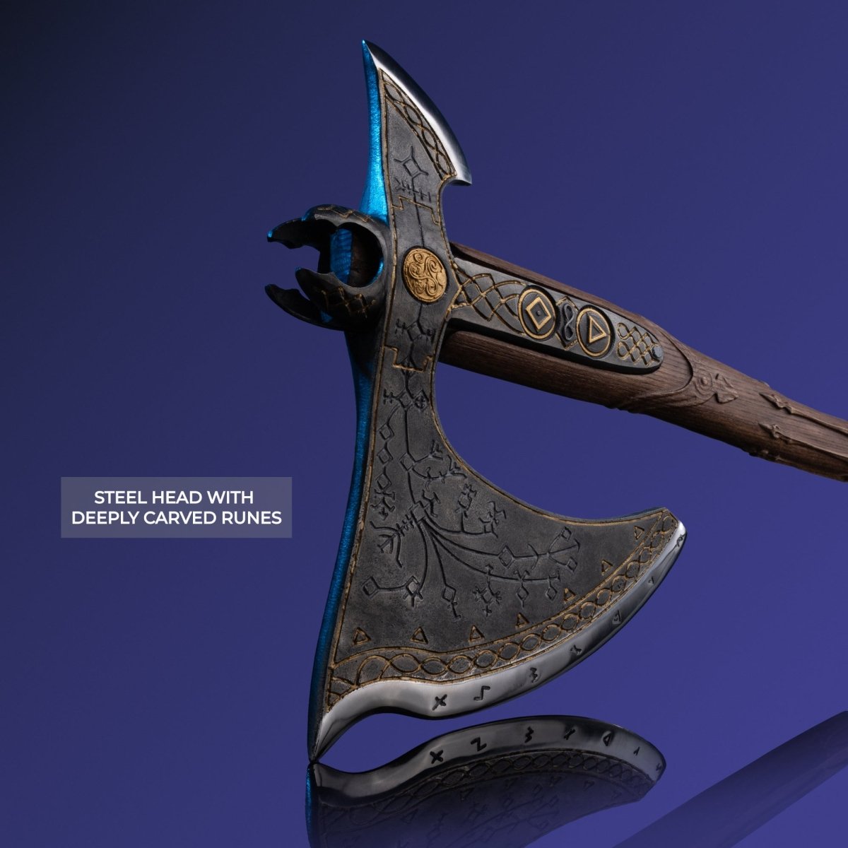 Handcrafted Leviathan axe with glow in the dark runes from AncientSmithy