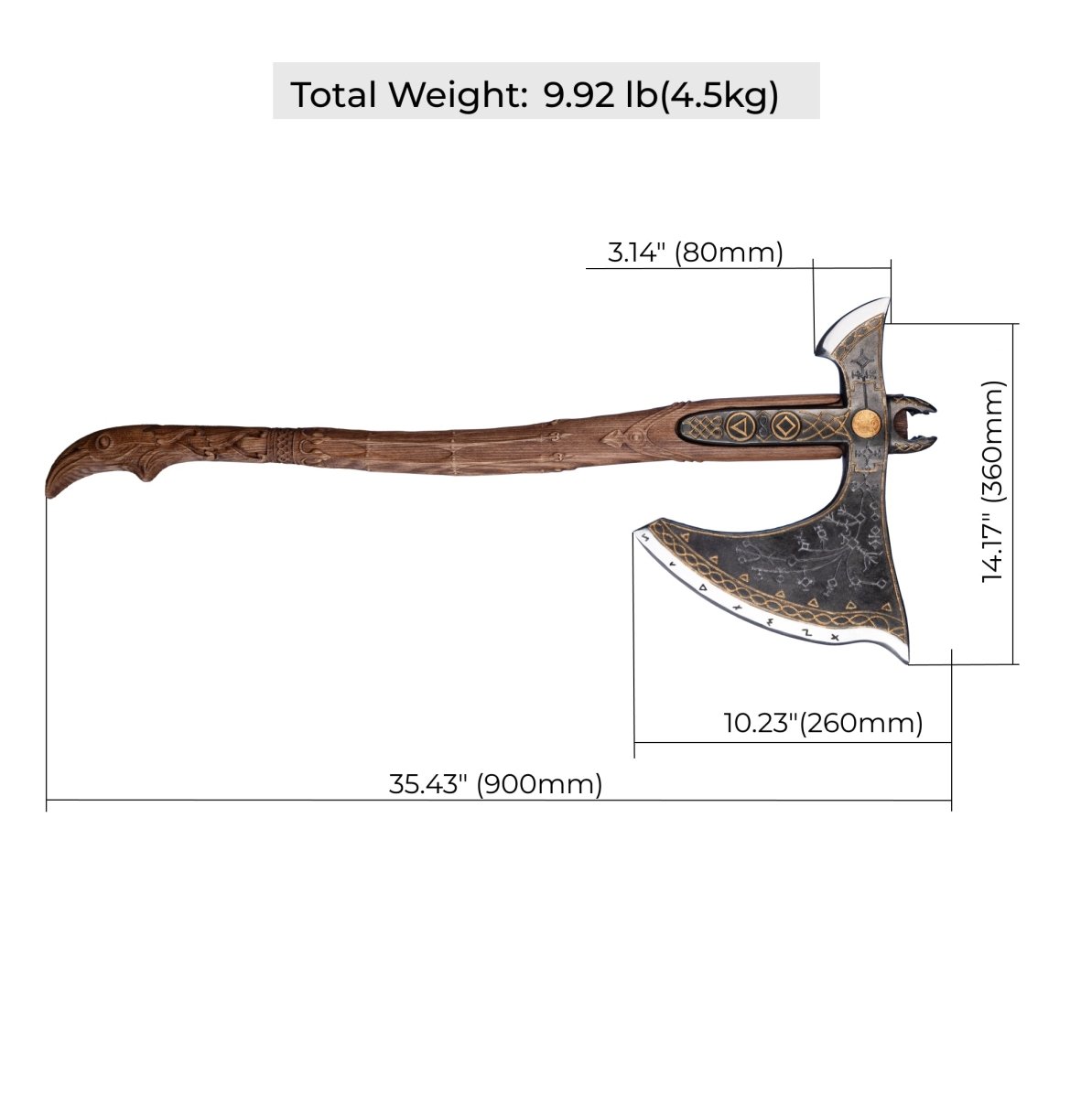 Handcrafted Leviathan axe with glow in the dark runes from AncientSmithy