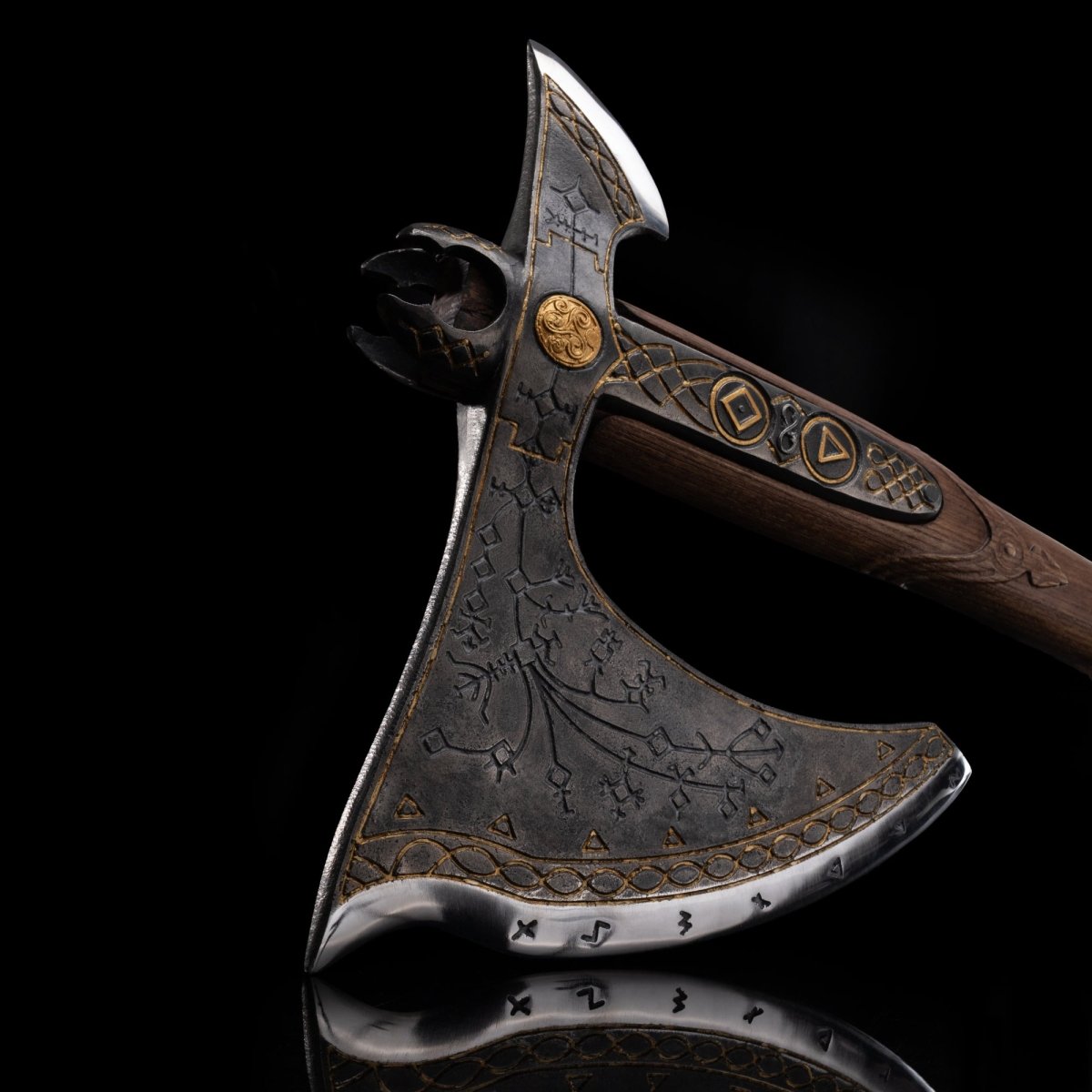 Handcrafted Leviathan axe with glow in the dark runes from AncientSmithy