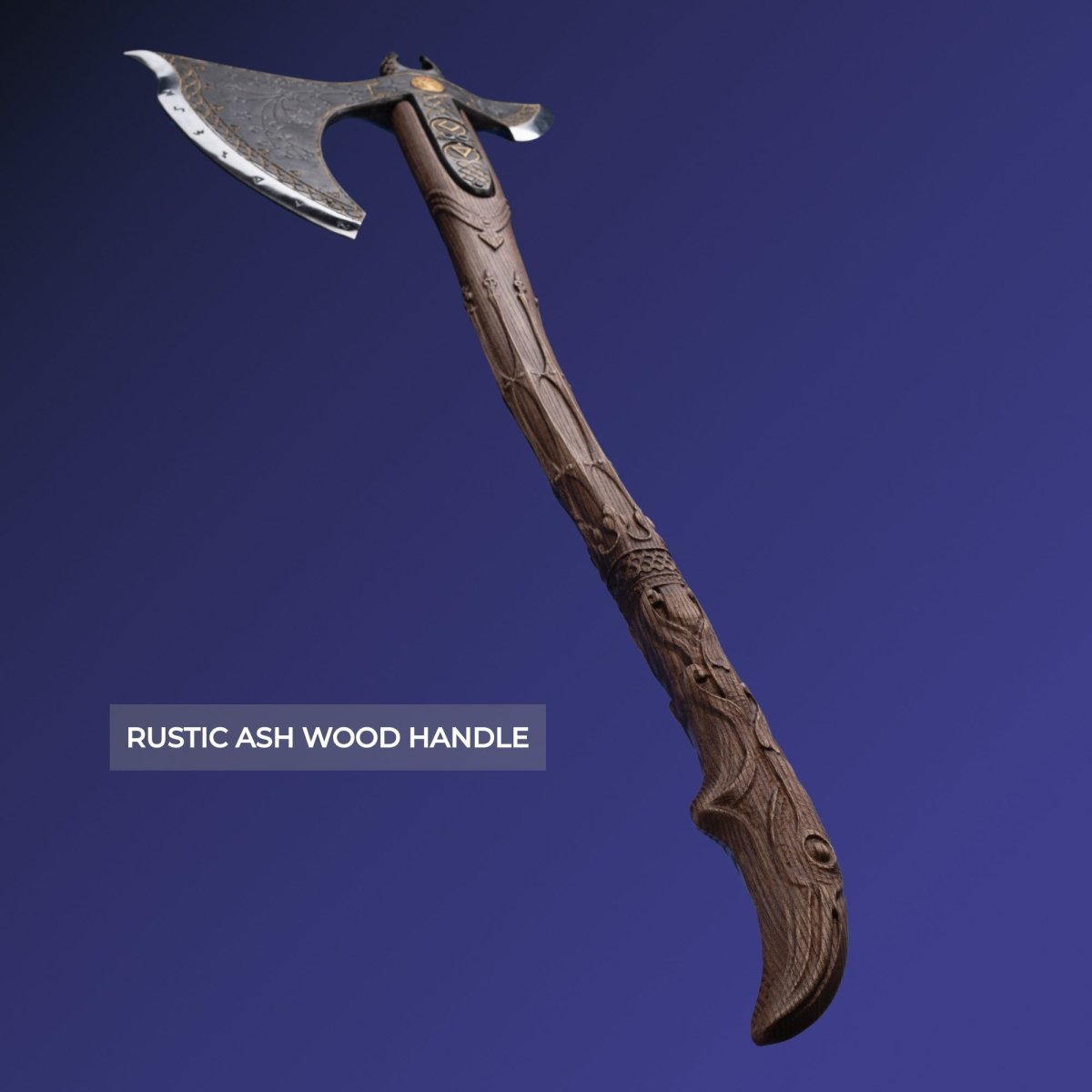 Handcrafted Leviathan axe with glow in the dark runes from AncientSmithy