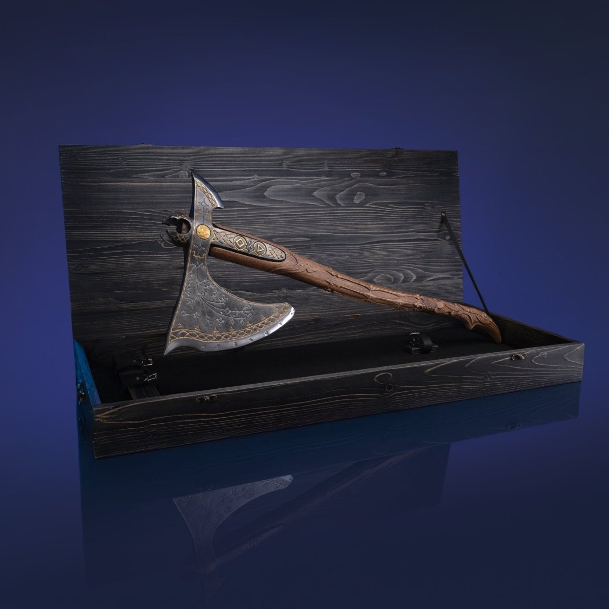 Handcrafted Leviathan axe with glow in the dark runes from AncientSmithy