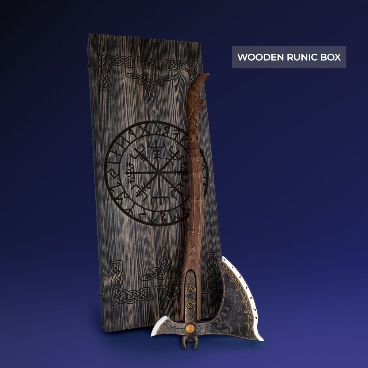 Handcrafted Leviathan axe with glow in the dark runes from AncientSmithy