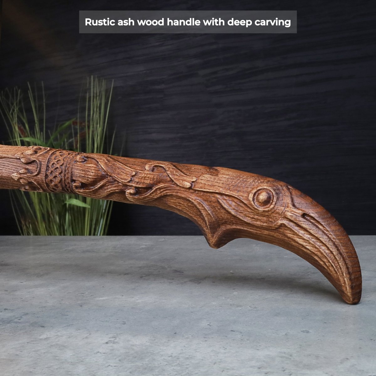 Handcrafted Leviathan axe with leather cover and glow in the dark runes from AncientSmithy