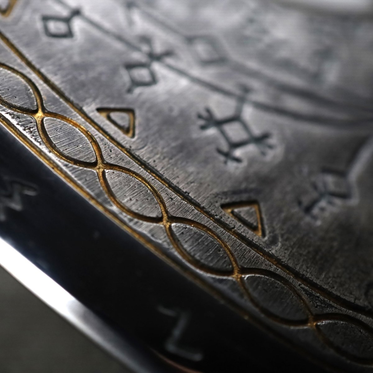 Handcrafted Leviathan axe with leather cover and glow in the dark runes from AncientSmithy