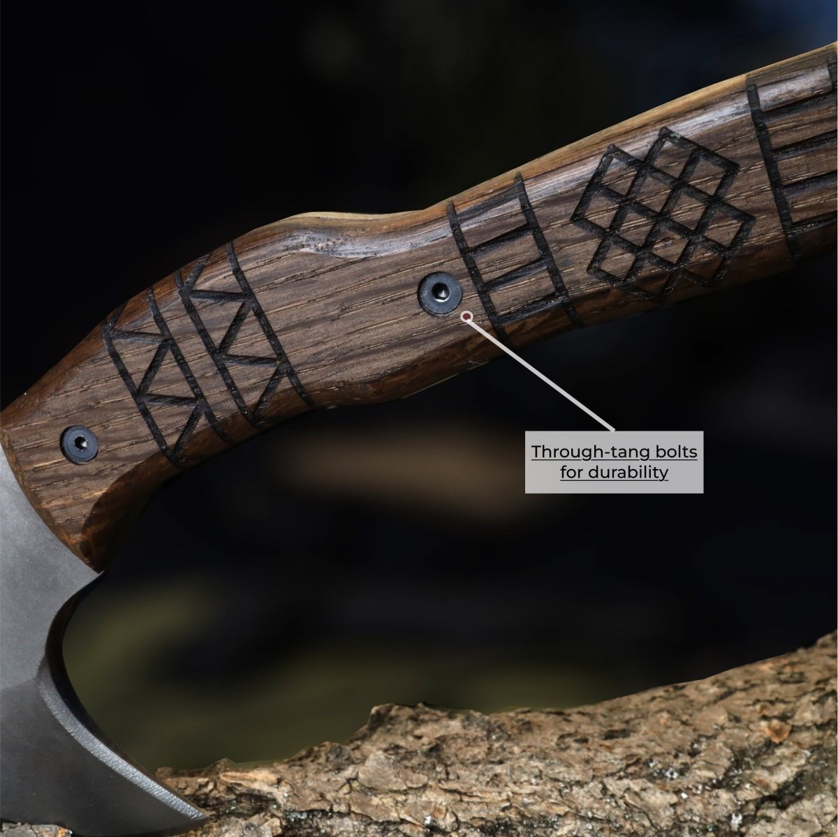 Handcrafted tomahawk "Takoda" with tribal engraving from AncientSmithy