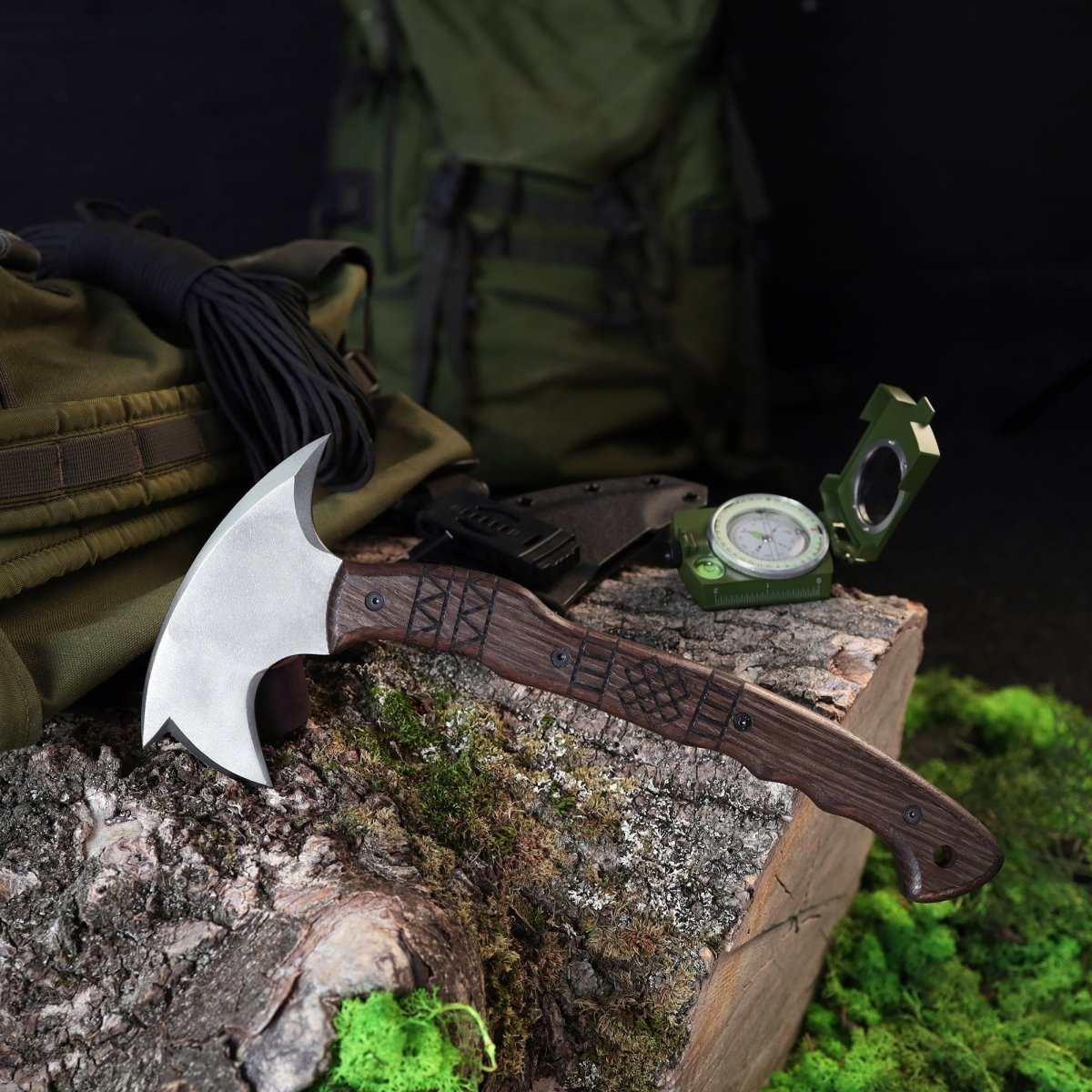 Handcrafted tomahawk "Takoda" with tribal engraving from AncientSmithy