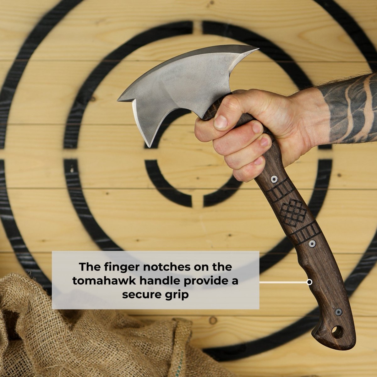 Handcrafted tomahawk "Takoda" with tribal engraving from AncientSmithy