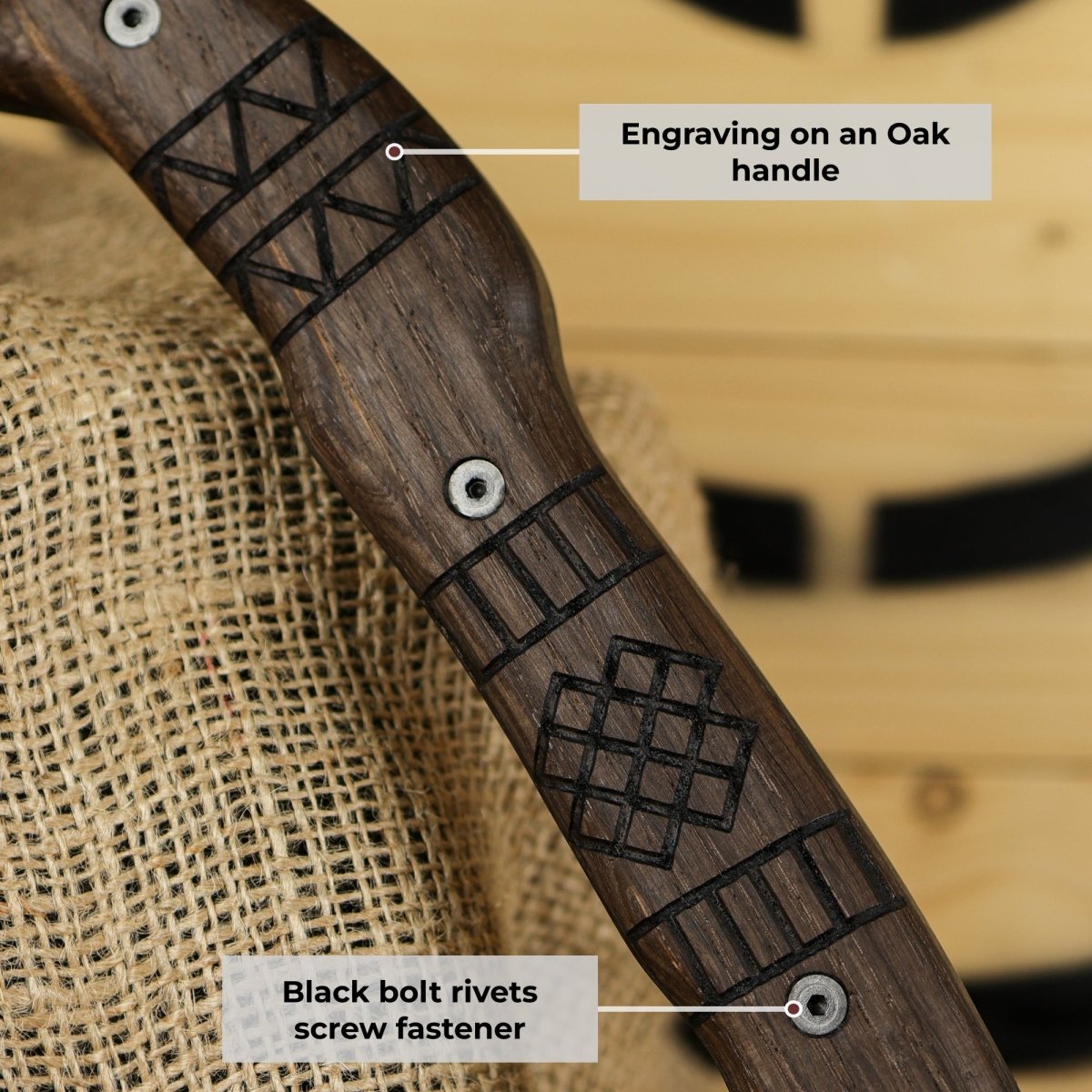 Handcrafted tomahawk "Takoda" with tribal engraving from AncientSmithy