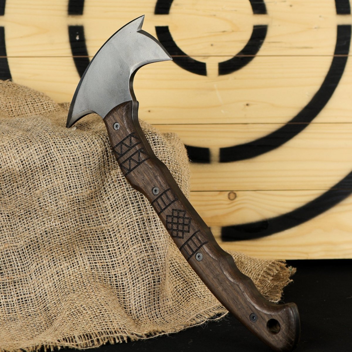 Handcrafted tomahawk "Takoda" with tribal engraving from AncientSmithy