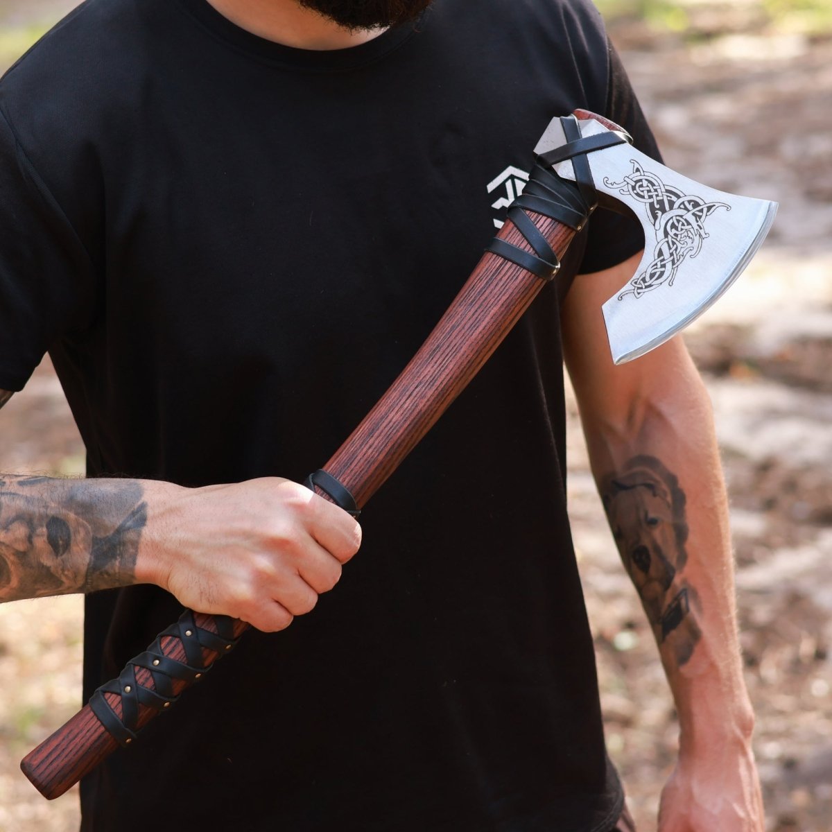 Handmade Norse axe ''Njord" with gently leather wrap from AncientSmithy