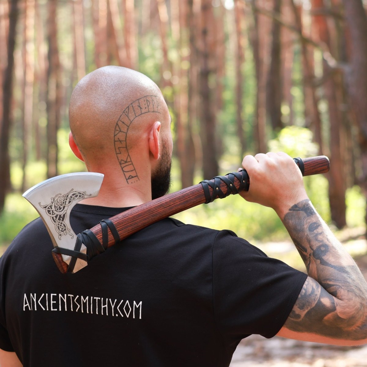 Handmade Norse axe ''Njord" with gently leather wrap from AncientSmithy