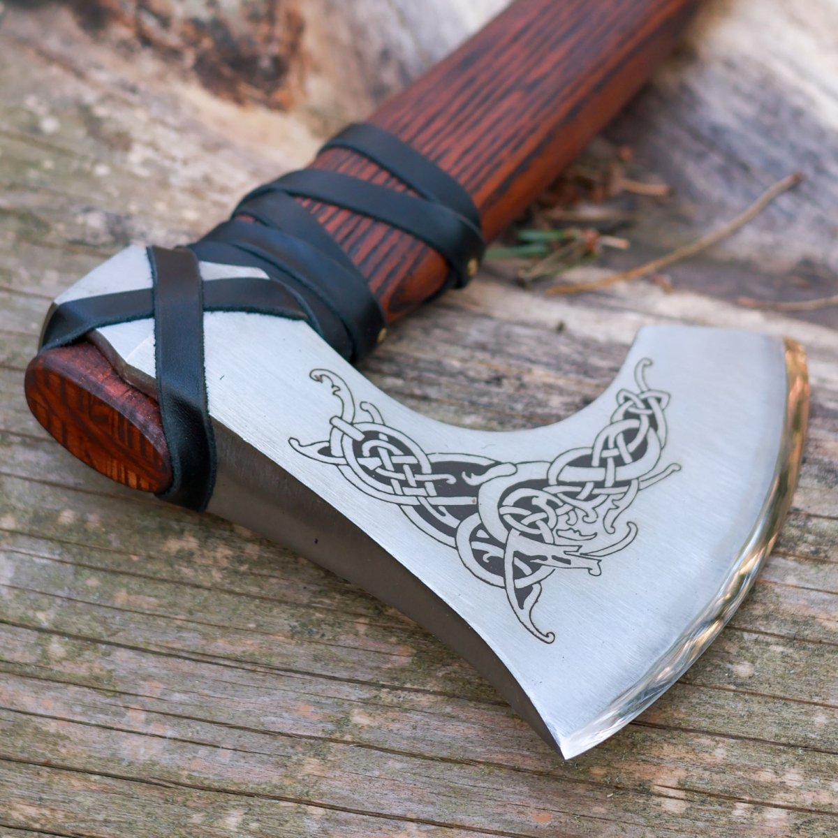 Handmade Norse axe ''Njord" with gently leather wrap from AncientSmithy